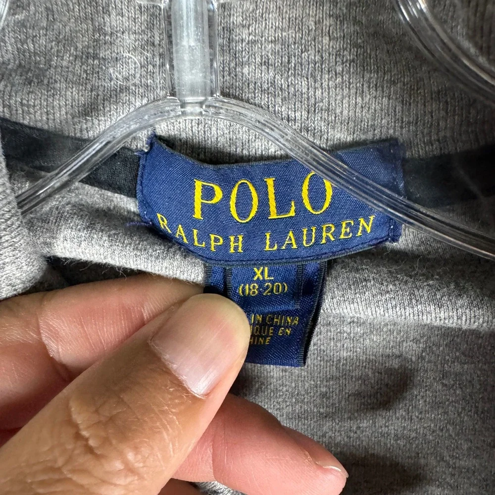 Polo Ralph Lauren‎ Kids XL 18-20 Gray Blue Full Zip Track Jacket Pony Logo